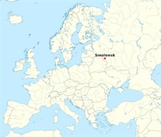 Smolensk on a map of Europe