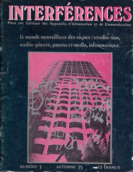 Front cover of issue #3 (Fall 1975) of Interférences